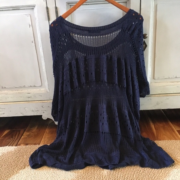 NewPlus Size Boutique Navy Crochet Knit Sweater - Picture 5 of 8